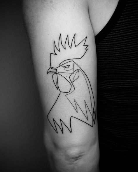 Small Music Tattoos, Sin Tattoo, Collage Tattoo, Continuous Line Tattoo, Headdress Tattoo, Chicken Tattoo, Mo Ganji, Rooster Tattoo, One Line Tattoo