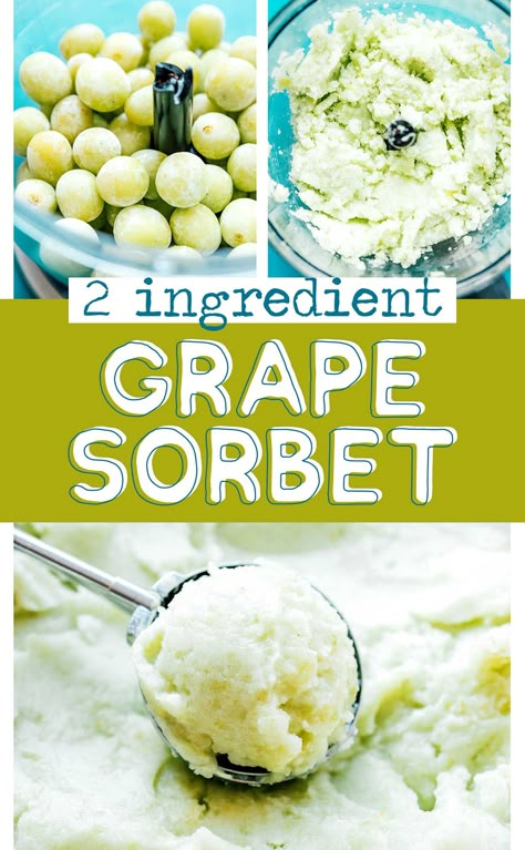 Grape Sorbet Recipe, Frozen Grapes Recipe, Grape Sorbet, Grape Dessert, Grape Ice Cream, Sorbet Recipe, Frozen Grapes, Grape Recipes, Sorbet Recipes