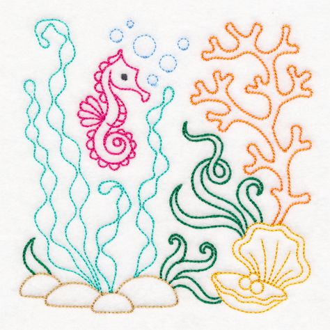 Ocean Adventure, Embroidery Designs Machine, Waffle Weave Towels, Towel Design, Machine Pattern, H Design, Embroidered Towels, Seahorses, Sewing Embroidery Designs