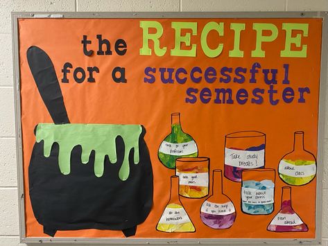 Halloween Science Bulletin Boards, Halloween Event Ideas College, October Ra Bulletin Board Ideas, October Themed Bulletin Boards, Halloween Bulletin Boards College, Cute Ra Bulletin Boards, October Bulletin Board Ideas College, Ra October Bulletin Boards, Halloween Bulletin Boards For College