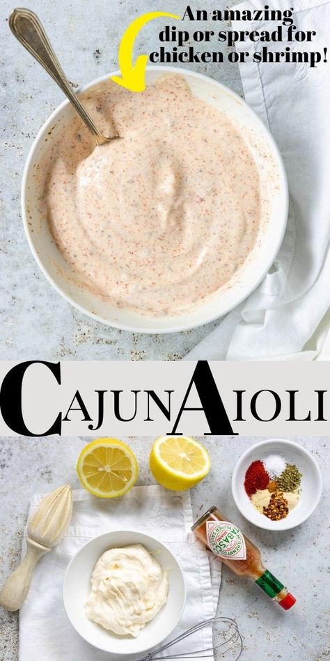 Cajun Aioli is a delicious mayonnaise based sauce that is seasoned with Cajun flavors, hot sauce, and lemon juice. Use this aioli recipe anywhere you would use traditional mayo, also makes an amazing dip! Best Aioli Recipe, Cajun Aioli, Aioli Recipes, Dips And Spreads, Aioli Sauce, Aioli Recipe, Homemade Sauce Recipes, Dipping Sauces, Snacks Für Party