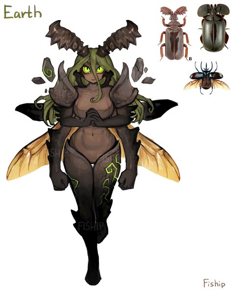 Matilda Fiship, Insect Character, Beetle Girl, Beetle Art, Mythical Creatures Art, Monster Girls, Creature Concept Art, Human Art, Creature Concept