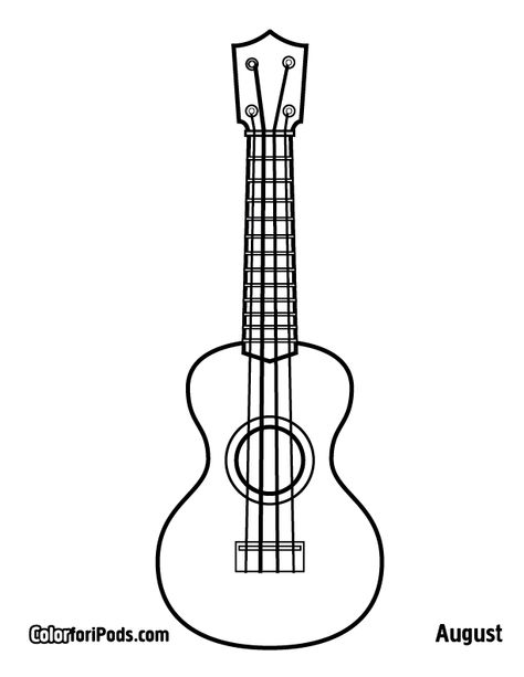 Free Printable's Guitar Template Free Printable, Bass Coloring Pages, Guitar Coloring Page Free Printable, Guitar Stencil Free Printable, Instrument Coloring Pages, Ukulele Music, Music Crafts, Ukulele, Stained Glass