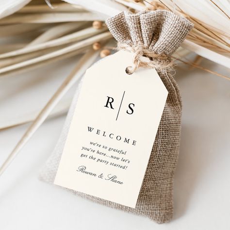 Classic Black & Ecru Monogram Wedding Welcome Gift Tags Wedding Hospitality Bags Welcome Gifts, Hospitality Bags, Wedding Favor Tags Printable, Wedding Welcome Gifts, Wedding Gift Tags, Tags Printable, Wedding Tags, Wedding Favor Bags, Wedding Favor Tags