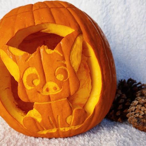 Pua the pig from Moana. Halloween. Pumpkin carving. Disney. Hei Hei Pumpkin Carving, Pumpkin Carving Designs Disney, Cute Pumpkin Carving Ideas Disney, Pumpkin Carving Ideas Cute Disney, Pua Pumpkin Carving, Pumpkin Carving Ideas Disney Easy, Pig Pumpkin Carving Ideas, Easy Pumpkin Carving Ideas Disney, Easy Disney Pumpkin Carving