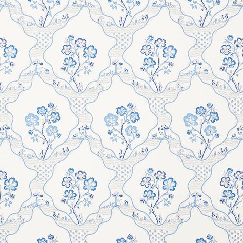 Elsie De Wolfe, Schumacher Wallpaper, Botanical Motifs, Rhapsody In Blue, Trellis Wallpaper, Schumacher Fabric, Vogue Living, Trellis Pattern, Wallpaper Rolls