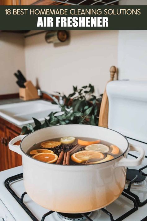 Create a natural air freshener by simmering a pot of water with citrus peels, cinnamon sticks, and cloves. The gentle heat will release the fragrant oils, filling your home with a warm and inviting aroma! Boiled Air Freshener, Homemade Air Freshener On Stove, Stovetop Aroma House Smells, Smell Good On Stove, Stove Top Air Freshener Diy, Make House Smell Clean, Stove Top Air Freshener, Boil Orange Peels, Homemade Air Freshener