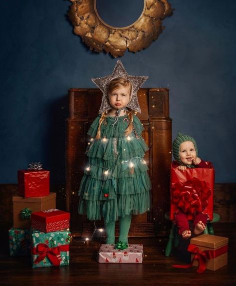 Meg Loeks Christmas, Meg Loeks Photography, Christmas Tree Outfit, Christmas Tree Costume, Tree Costume, Christmas Elf Doll, Xmas 2024, Oh Christmas Tree, Christmas Portraits