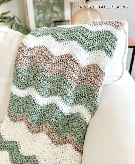 The Rosewood Ripple Blanket Crochet Pattern Crochet Blanket Patterns Ripple, Quick And Easy Blanket Crochet Pattern, Ripple Shell Crochet Pattern Free, 3 Color Striped Crochet Blanket, Green And Blue Crochet Blanket, Ripple Crochet Pattern Free Afghans, Wave Blanket Crochet Pattern, Ripple Stitch Crochet Blanket, Ripple Blanket Crochet Pattern