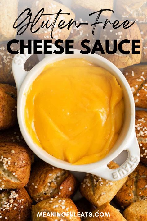 A white bowl of cheese sauce surrounded by a bunch of little salted pretzel bites Gluten Free Cheese Sauce Recipe, Gluten Free Cheese Sauce, Soft Pretzel Bites, Gluten Free Sauces, Homemade Pretzels, Gluten Free Appetizers, Cheese Sauce Recipe, Soft Pretzel, Dairy Free Breakfasts