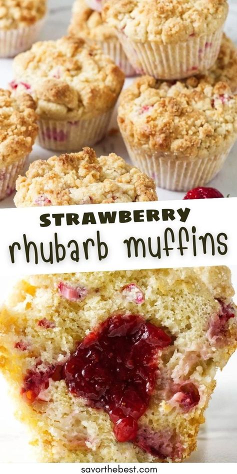 Bake a batch of these not-so-humble strawberry rhubarb muffins and watch them disappear. With sour cream to make them irresistibly moist and a filling of strawberry rhubarb jam, topped with streusel, they’re a triple threat. Your other rhubarb recipes could never. Blueberry Rhubarb Pie, Filled Strawberry, Strawberry Rhubarb Muffins, Strawberry Rhubarb Recipes, French Toast Casserole Easy, Rhubarb Muffins, Strawberry Rhubarb Jam, Rhubarb Jam, Filled Donuts