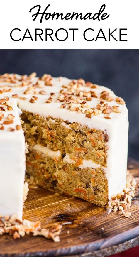 Carrot Cake Recipe Homemade, Carrot Cake With Pineapple, Carrot Cake Recipe Easy, Homemade Carrot Cake, Resipi Kek, Easy Carrot Cake, Best Carrot Cake, Homemade Cake Recipes, Traditional Cakes