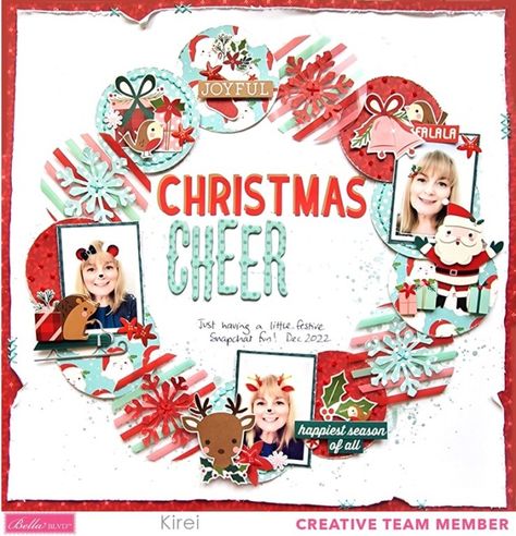 BellaBlvd_KireiBaldwin_MerryLittleChristmas_layout2_Dec2023_withfooter Winter Scrapbook Layouts, Christmas Scrapbook Pages, Christmas Scrapbook Layouts, Project Life Scrapbook, Scrapbook Pictures, 12x12 Scrapbook Layouts, Christmas Layouts, Scrapbook Layout Sketches, Christmas Journal