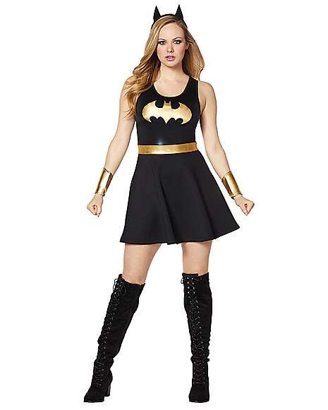 Batman Dress Kit - DC Comics - Spirithalloween.com Black Canary Costume, Huntress Costume, Lydia Deetz Costume, Beetlejuice Dress, Batman Dress, Comic Dress, Ringmaster Costume, Jester Costume, Catsuit Costume