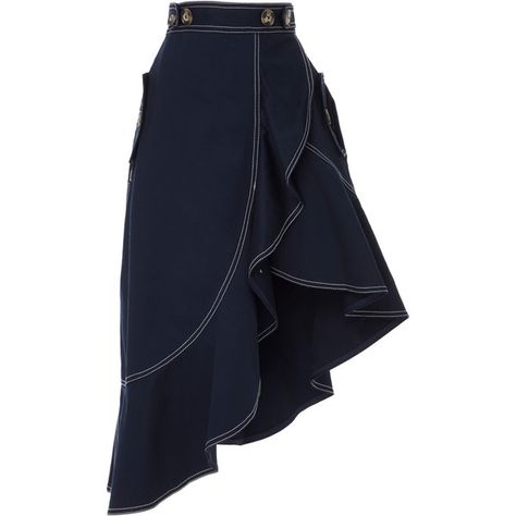 Self Portrait Flounced Cotton-Canvas Asymmetrical Skirt (5.154.375 IDR) ❤ liked on Polyvore featuring skirts, navy, asymmetrical skirt, blue asymmetrical skirt, asymmetric hem skirt, self portrait skirt and navy knee length skirt Asymmetrical Ruffle Skirt, Frilled Skirt, Ruffle Skirts, Frilly Skirt, Frill Skirt, Navy Blue Skirt, Flounce Skirt, Special Clothes, Navy Skirt