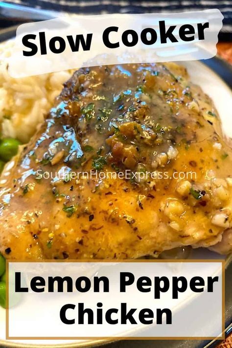 Lemon Pepper Chicken Crockpot, Crockpot Lemon Pepper Chicken, Lemon Pepper Chicken Breast Recipe, Lemon Pepper Chicken Breast, Slow Cooker Lemon Chicken, Slow Cooker Ground Beef, Maria Martin, Recipes With Chicken And Peppers, Crockpot Chicken Breast