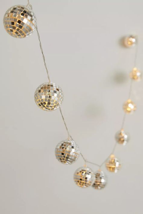 Disco Ball String Lights | Urban Outfitters Disco Ball String Lights, Modern Lights, String Ball Lights, Lighting Modern, Mirror Ball, Christmas Gift Guide, Hanging Mirror, Disco Ball, Shop Lighting