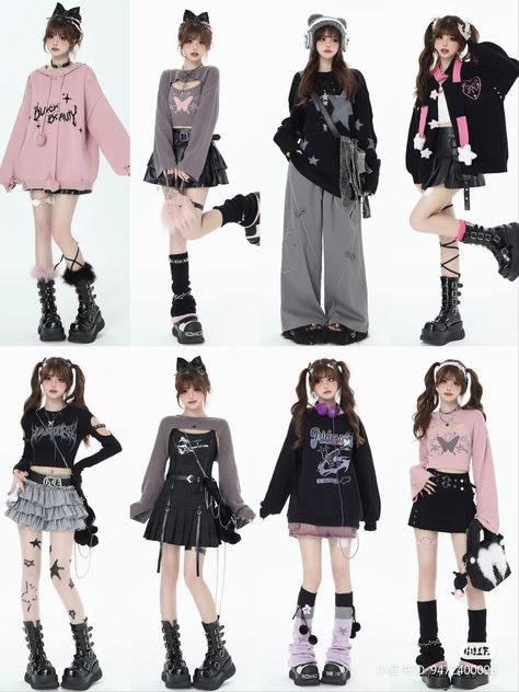 Kawaii Grunge Outfits, Kawaii Grunge, Douyin Fashion, Kawaii Outfit Ideas, Style Indie, 일본 패션, Kawaii Fashion Outfits, Goth Outfits, Alternative Outfits