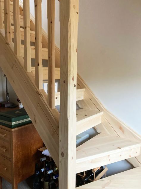 Pine open Staircase > 6 kite Winder Stair | eBay Open Riser Stairs, Winder Stairs, Open Stairs, Parts Of Stairs, Oak Stairs, Open Staircase, Stair Parts, Flat Pack, Stairs