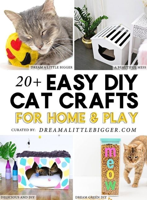 Diy Cat Crafts, Diy Jouet Pour Chat, Pet Diy Projects, Cats Crafts, Chat Diy, Diy Cat Stuff, Cat Projects, Homemade Cat Toys, Pet Diy