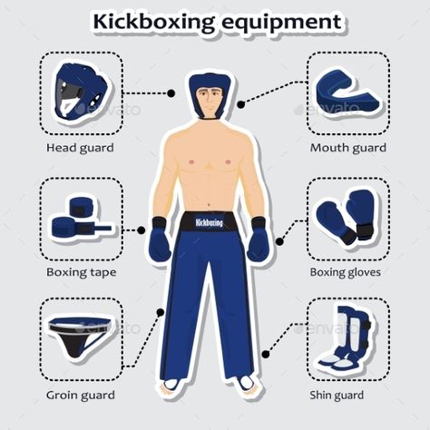 Sport equipment for kickboxing martial arts with sportsman Kickboxing Equipment, Fit Body Boot Camp, Martial Arts Equipment, Gym Workout Planner, Sport Equipment, Muay Thai Training, Boxing Bags, Mma Equipment, Workout Gloves