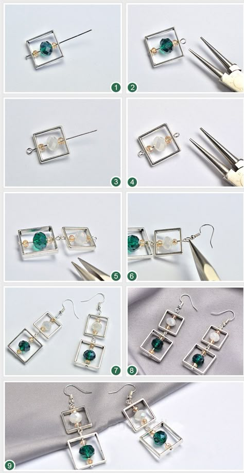 #Beebeecraft Ideas on Making #Oblong #Pendant #Earrings with faceted #crystalglassbeads. Make Earrings, Jewelry Making Earrings, Wire Jewelry Designs, Silver Earrings Handmade, Diy Wire Jewelry, Jewelry Techniques, Handmade Wire Jewelry, Homemade Jewelry, Work Jewelry