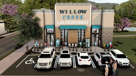 Sims 4 Willow Creek Laundromat Sims 4 Laundry Mat, Sims 4 Laundromat Cc, Sims 4 Rags To Riches House, Sims 4 Realistic Community Lots, Sims 4 Daycare Build, Sims 4 Clinic, Sims4 Lots Cc, Laundromat Bloxburg, Sims 4 Laundromat