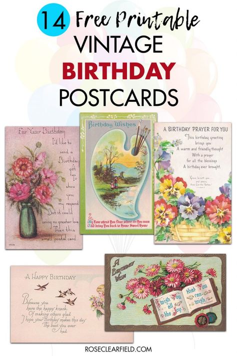 Free Birthday Greetings, Vintage Cards Handmade, Birthday Prayer, Printable Postcards, Birthday Signs, Greeting Cards Birthday, Diy Greeting Cards, Vintage Birthday Cards, Birthday Postcards