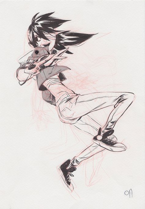 Midair Poses, Flying Poses Drawing, Mingjue Helen Chen, Cyberpunk Drawing, Love Character Design, Lineart Sketch, Love Character, Human Figure Drawing, Sketch Inspiration