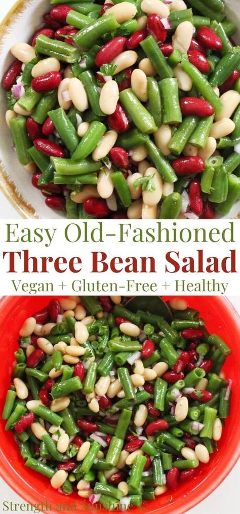 3 Bean Salad Recipe, Quick Healthy Side Dishes, Easy Bean Salad, Harvesting Garden, Vegan Bean Salad, Kidney Bean Salad, 3 Bean Salad, Green Bean Salad Recipes, Potluck Side Dishes