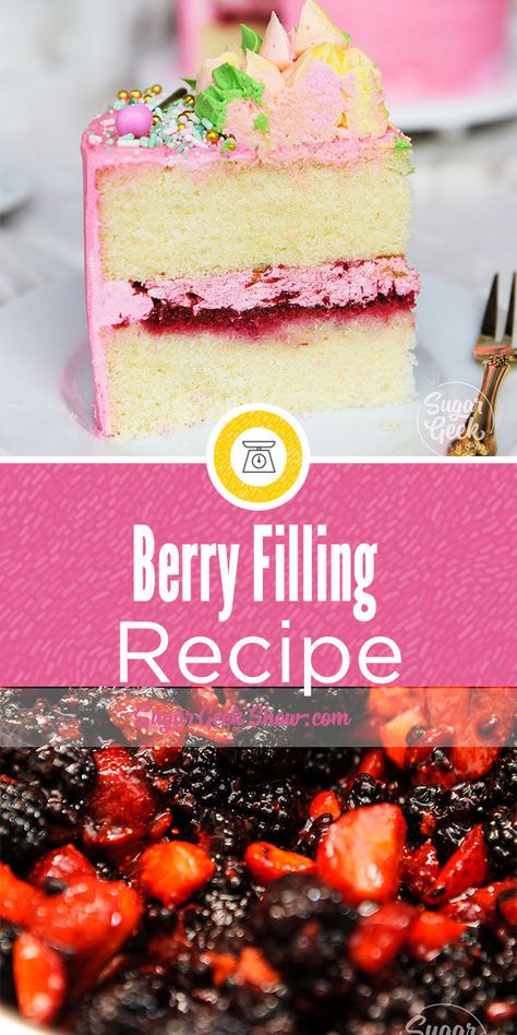 Chocolate Cake With Berry Filling, Berry Filled Cake, Berry Decorations Party, Fruit Fillings For Cakes, Mixed Berry Cake Filling, Fruit Cake Filling Recipes, Berry Filling For Cake, Cakes With Fruit Filling, Fruit Filled Cake