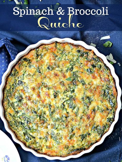 This one-dish easy brunch recipe for Spinach and Broccoli Quiche is packed full of veggies and is so healthy. At the same time, delicious with every bite! #quiche #breakfast #breakfastrecipe Quiche Breakfast, Broccoli Quiche Recipes, Recipe For Spinach, Spinach Quiche Recipes, Broccoli Quiche, Quiche Recipes Easy, Easy Brunch Recipes, Christmas Morning Breakfast, Brunch Recipe