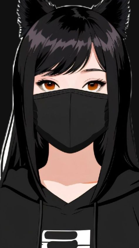 Anime Masked Female, Anime Character With Mask, Girl Wearing Mask, Girl With Mask, Emoji Mask, Anime Mask, Video Style, Creepy Faces, Girl Emoji