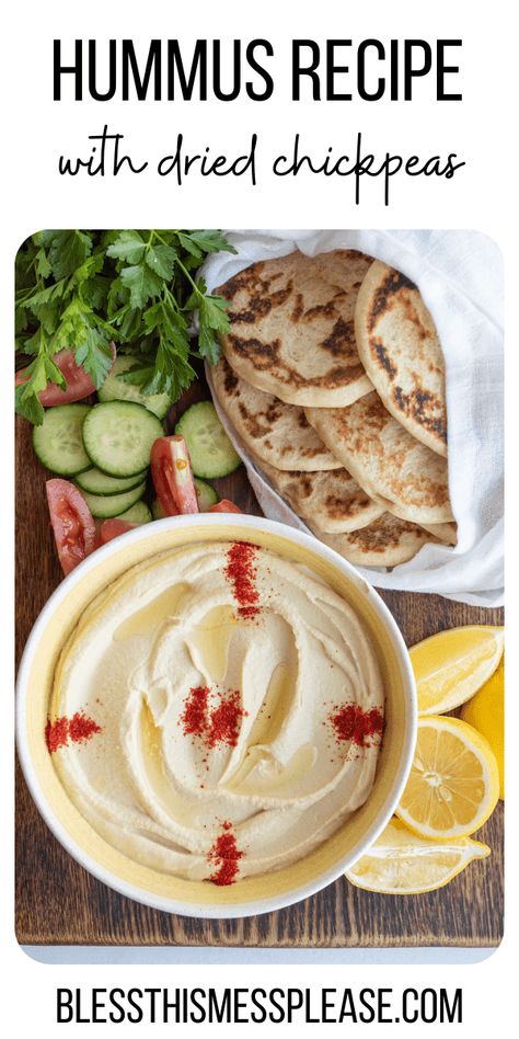 How to make the smoothest hummus using only dried chickpeas, tahini, lemon juice, and salt! I learned this method in Israel and it's amazing! Smooth Hummus Recipe, Chickpea Hummus Recipe, Dried Chickpeas, Chickpea Hummus, Easy Hummus Recipe, Hummus Recipe Homemade, Garlic Hummus, Dry Chickpeas, Make Hummus