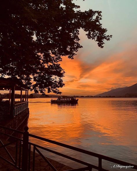 Ioannina, Greece Sunset above the lake! .  Photo by Ioannina Greece, Greece Sunset, Vision Board, Greece, Lake, Photographer