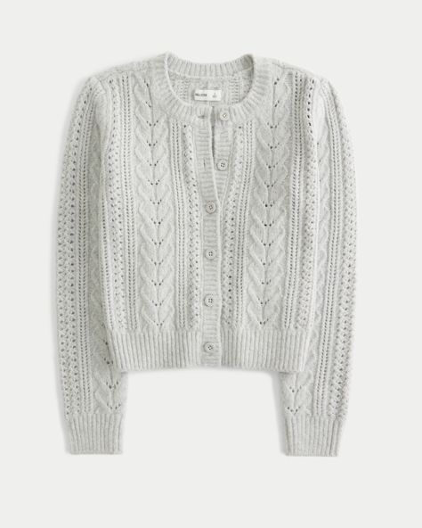 Women's Hollister Comfy Cloud Cable-Knit Cardigan | Women's Clearance | HollisterCo.com Hollister Clothes, Hollister Cardigan, Clothing Png, Soft Cardigan, New Closet, Cardigan Women, Cable Knit Cardigan, Grey Cardigan, My Clothes