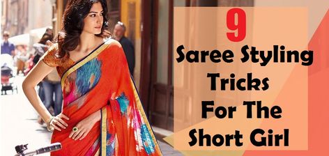 Saree for short height girls Indian Wear For Short Height Women, Blouse Design For Short Height Women, Sarees For Short Height Women, Saree For Short Height Women, Saree Hacks, How To Wear A Sari, Short Girls Outfit Ideas, Saree Tips, Chudi Designs