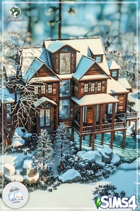 Storyline Ideas, Sims 4 Seasons, Winter Lodge, Sims 4 Speed Build, Bloxburg Builds, Snow House, Attic House, Sims Houses, Sims Builds