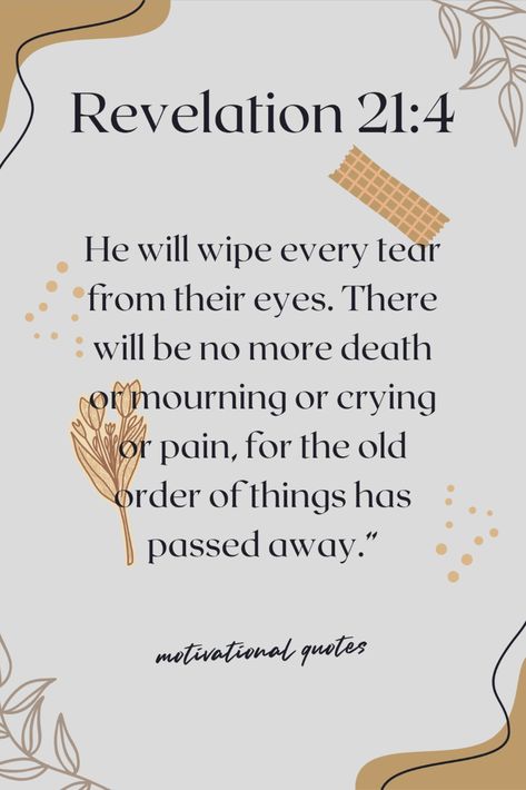 In the Book of Revelation, the apostle John shares a glimpse of the future, unveiling the glorious vision of the new heaven and new earth. Amidst the chaos and struggles of this present world, this verse serves as a beacon of hope, reminding us of God's ultimate plan for restoration and eternal joy. #bibletruth #fypage #bibleverse #biblequotes #biblejournaling Revelations 21:4, Revelation Bible Verses, Book Of Revelation Quotes, New Heaven And New Earth, Revelations Quotes, Bible End Times, Hope Bible Verses, Revelation Bible, The Book Of Revelation