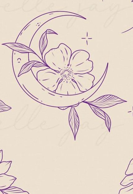 Flower And Stars Tattoo Designs, Moonflower Tattoo Design, Moon And Flowers Tattoo Design, Flowers And Moon Tattoo, El Salvador Tattoo Ideas, Moon Flower Drawing, Moon Tattoo Traditional, 4 Inch Tattoo, Moon With Flowers Tattoo