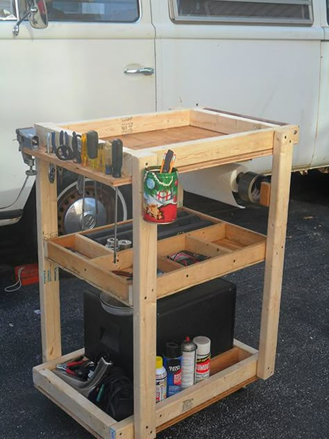 Basic Woodworking Projects, Shop Cart, Woodworking Garage, Workbench Plans Diy, Basic Woodworking, Diy Workbench, Tool Cart, Woodworking Joinery, Woodworking Workbench