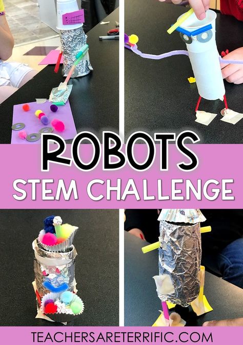 Build a Robot STEM Challenge- following task rules students design a robot model that has a function most people might need. Robot Activity, Steam Lab, Build A Robot, Robot Craft, Easy Stem, The Wild Robot, Stem Classes, Stem Elementary, Engineering Design Process