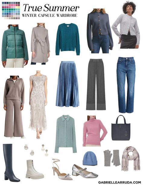 True Summer Capsule, True Summer Capsule Wardrobe, True Winter Palette, Capsule Wardrobe Winter, Color Analysis Summer, Cool Summer Palette, Autumn Soft, True Autumn, True Spring