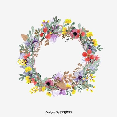 Painted Wreath, Watercolor Flower Background, Paint Vector, Floral Wreath Watercolor, Font Illustration, Plant Painting, Flower Garland, Painted Flower, Wreath Watercolor