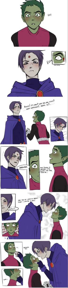 Genderbent Raven X Beastboy, Raven X Beastboy Genderbend, Bb X Raven Fanart, Male Raven X Beastboy Fanart, Beastboy X Robin, Raven Beast Boy Ship, Raven Beastboy Fanart, Male Raven Fanart, Gay Drawing Cute Boy Art