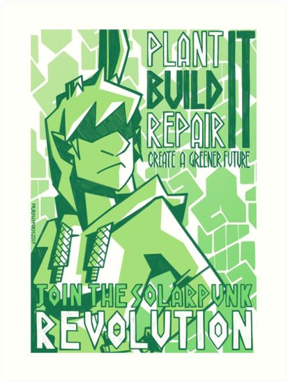 Solarpunk Revolution (Clean) by MurphyParys Solarpunk Design, Solarpunk Poster, Solarpunk Tattoo, Solar Punk Art, Hopepunk Aesthetic, Solarpunk Lunarpunk, Solarpunk Art, Solarpunk Aesthetic, Solar Punk Aesthetic