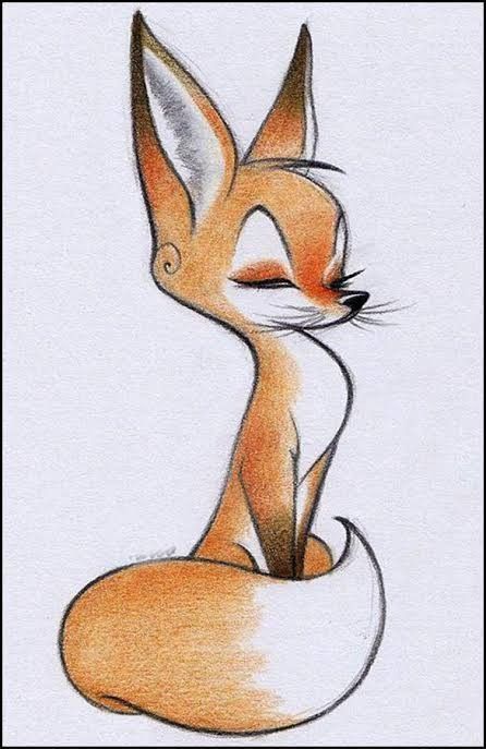 Animal Drawing Ideas, Pencil Drawings Of Animals, Fox Drawing, Images Kawaii, Animal Drawing, Animal Sketches, Cute Easy Drawings, Cute Little Drawings, Kawaii Drawings