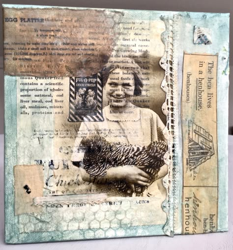 Altered Photographs Mixed Media, Collage With Old Photos, Vintage Magazine Collage, Holding A Chicken, 1970 House, Shawn Petite, Assemblage Art Mixed Media, J Craft, Mixed Media Textiles