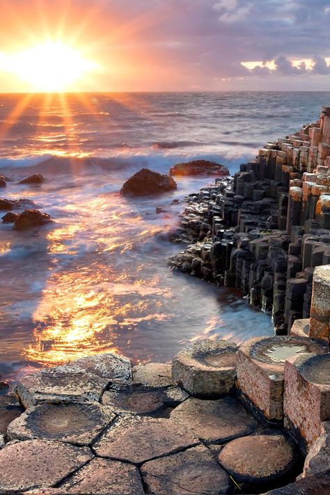 Belfast Must-See: Giant's Causeway, an ancient natural rock formation #vikingcruises #travel #beautifulplaces #oceancruises #travelinspiration #bucketlist #UNESCO #northernireland Ireland Photos, Giant's Causeway, Basalt Columns, Giant’s Causeway, Kerby Rosanes, Irish Landscape, Autumn Magic, Cruise Destinations, Natural Rock