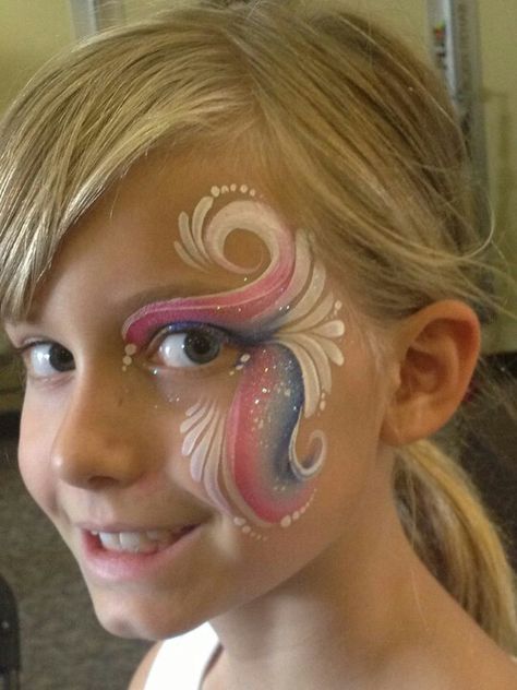 Swirl Bodysuit Tattoos, Christmas Face Painting, Cheek Art, Girl Face Painting, Festival Face, Face Painting Easy, Kids Face Paint, Face Paintings, Unicorn Makeup